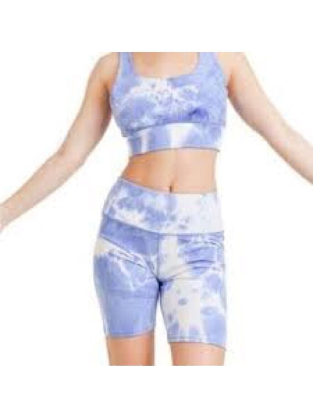 KIMBERLY C Blue and White Tie-Dye Activewear Set Sz Small